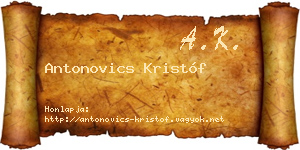 Antonovics Kristóf névjegykártya