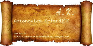 Antonovics Kristóf névjegykártya