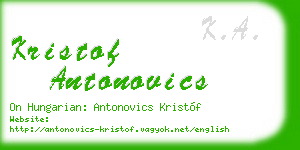 kristof antonovics business card